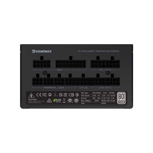 Блок питания модульный для ПК GameMax GX-1050 PRO BK ATX 3.1 1050W 135 мм вентилятор 80+ Platinum Black - изображение 4