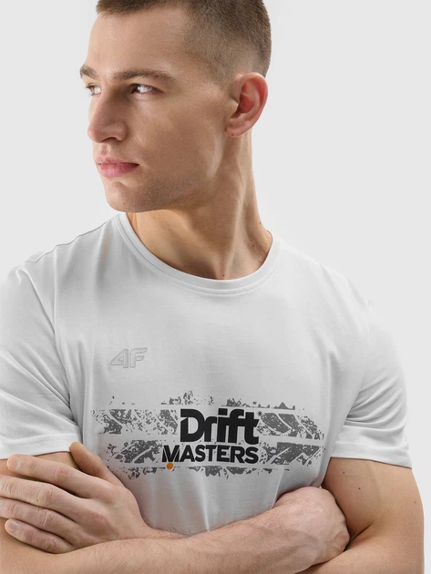 Футболка бавовняна довга чоловіча 4F 4FSSS24TTSHM2505-10S 2XL Біла (5905700515494) - зображення 4