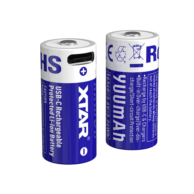 Акумуляторна батарея 16340 XTAR Pro 3.6V Li-ion 900mAh із роз'ємом USB-C | мaкс. розряд - 2.7А | 1шт. - изображение 2