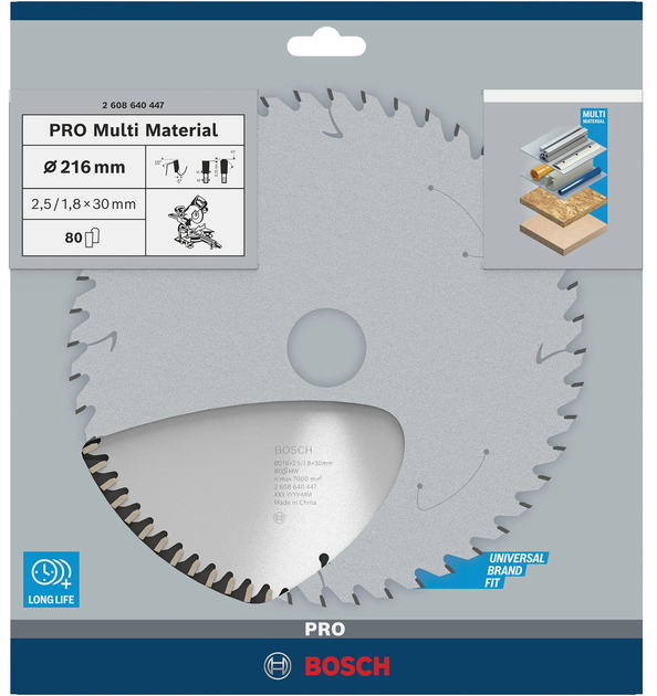 Диск пиляльний Bosch 216x30x2.5 80 Multi Material (2608640447) - зображення 2
