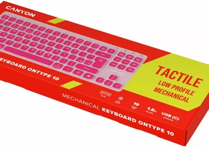 Клавіатура дротова Canyon OnType 10 TKL Low Profile USB Pink (CNS-HKB10P) - зображення 5