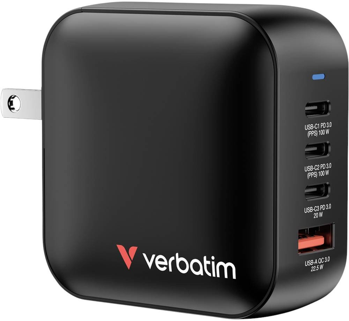 Ładowarka sieciowa Verbatim Travel Mini GaN 165W Black (0023942322160) - obraz 1