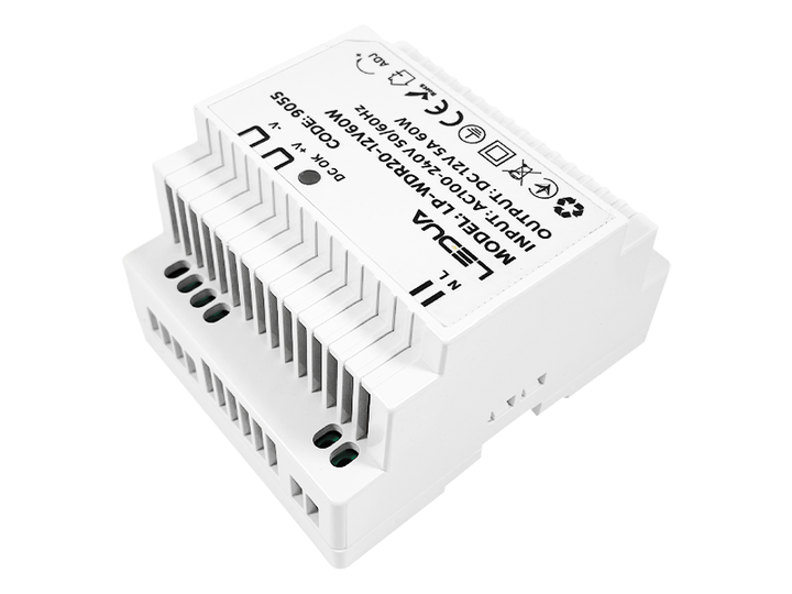 Блок питания на DIN-рейку 60W 5А IP20 12V (LP-WDR20-12V60W) LEDUA - изображение 2