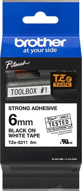 Taśma etykietowa Brother TZE-S211 6 mm x 8 m White (TZES211) - obraz 1