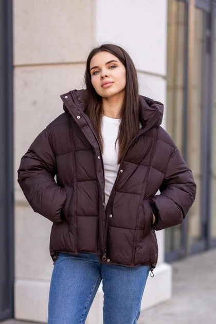 Зимняя женская короткая куртка Visdeer 3XL шоколад 551526