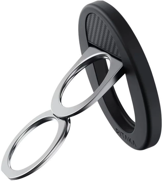Magnetyczne pierścień-podstawka na telefon Pitaka MagEZ Grip 3 Twill 600D Black/Grey (MGB2402) - obraz 3