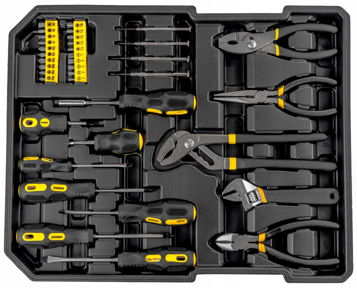 Набір інструментів WMC TOOLS дорожній кейс 1/4'', 1/2'' 6-гранні, 186 предметів (WT-WMC186-3) - зображення 3