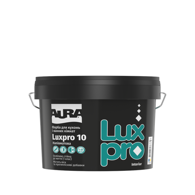 Краска для кухонь и ванных комнат Aura Luxpro 10 полуматовая Белая 2,85 л - Фото 1 Краска для кухонь и ванных комнат Aura Luxpro 10 полуматовая Белая 2,85 л - изображение 1