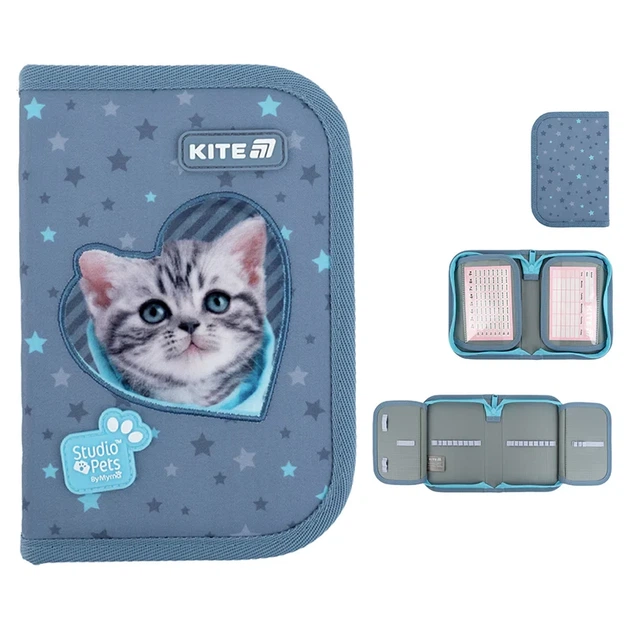 Пенал для девочки без наполнения Kite Studio Pets SP25-622-3, 1 отделение, 2 отворота - изображение 2