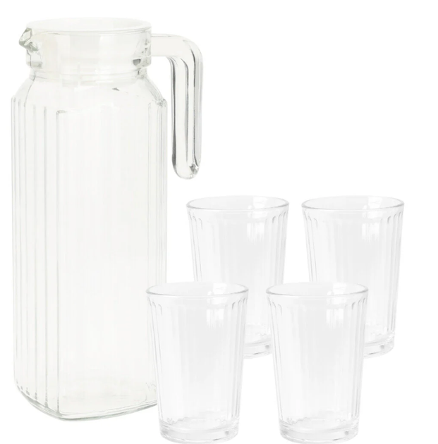 Zestaw 4 szklanek z dzbankiem Excellent Houseware 1.1 l (8720573836906) - obraz 1