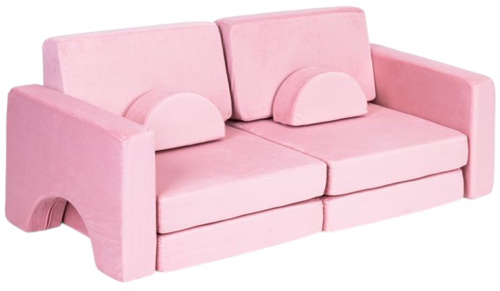 Sofa modułowa EcoToys dla dzieci duża 2-osobowa DIY 10 miękkich poduch Różowa (5905817003716) - obraz 1