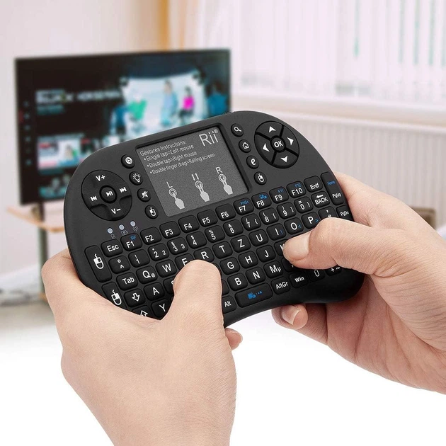 Мини-беспроводная клавиатура Rii Mini i8+ Black с подсветкой и сенсорной панелью Multitouch - Фото 2 Мини-беспроводная клавиатура Rii Mini i8+ Black с подсветкой и сенсорной панелью Multitouch - изображение 2
