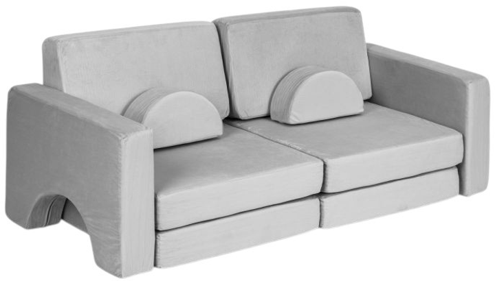 Sofa modułowa EcoToys dla dzieci duża 2-osobowa DIY 10 miękkich poduch Szara (5905817003709) - obraz 1