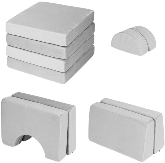 Sofa modułowa EcoToys dla dzieci duża 2-osobowa DIY 10 miękkich poduch Szara (5905817003709) - obraz 6
