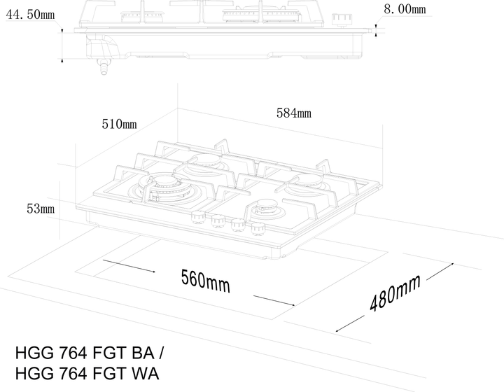 Поверхность Газовая INTERLINE HGG 764 FGT BA - изображение 14