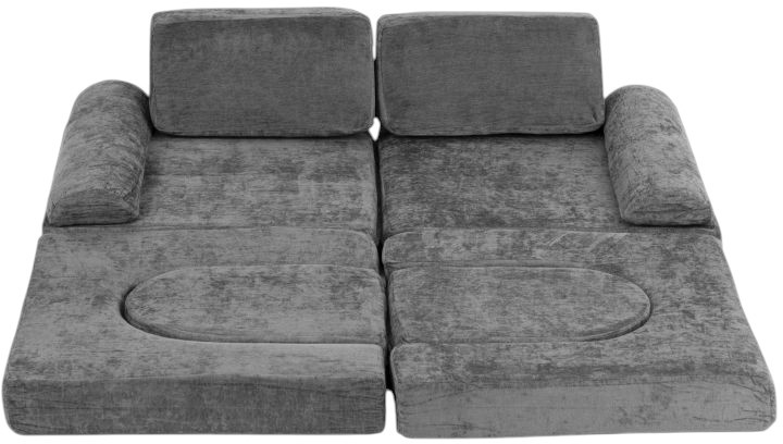 Sofa modułowa EcoToys dla dzieci duża 2-osobowa DIY 10 miękkich poduch tkanina szenilowa Szara (5905817007530) - obraz 3