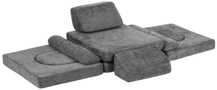 Sofa modułowa EcoToys dla dzieci duża 2-osobowa DIY 10 miękkich poduch tkanina szenilowa Szara (5905817007530) - obraz 4