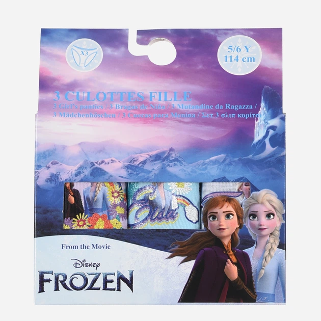 Набор детских трусов-слипов 3 шт для девочки Disney Frozen YE30015 110-116 см Голубой/Розовый/Светло-фиолетовый (3609087524262) - изображение 2