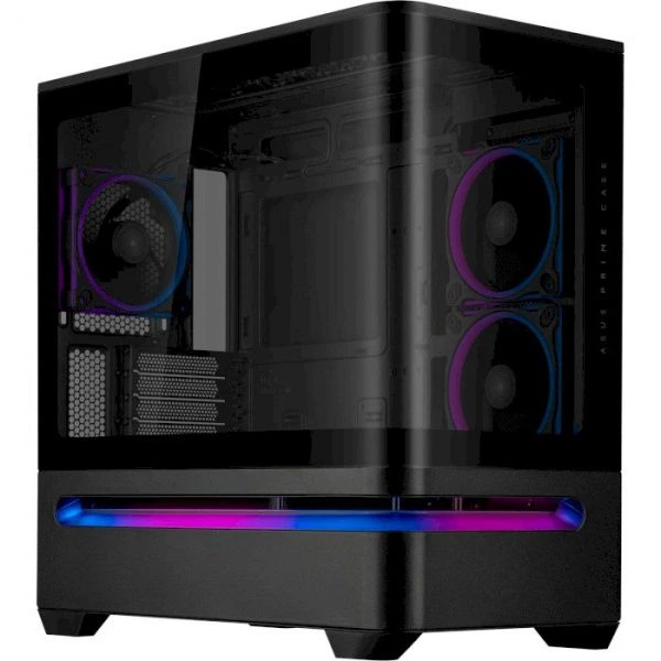 Корпус Asus Prime ap202 argb Tempered Glass Black, без бп, Mini Tower, для Micro-ATX / Mini-ITX, 2xUSB 3.2 / 1xType-C, макс. кулер - 175 мм / макс. видеокарта - 420 мм, 3x120 mm argb, боковая панель из закаленного стекла - изображение 2
