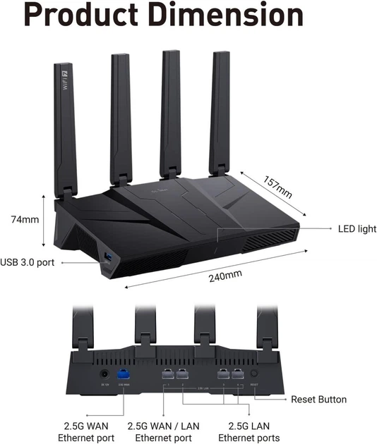 WiFi 7 Роутер GL.iNet GL-BE9300 Flint 3 VPN OpenWrt – фото, отзывы
