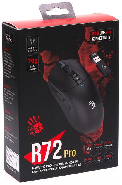 Mysz A4Tech Bloody R72 Ultra Wireless/USB Black (A4TMYS47697) - obraz 10