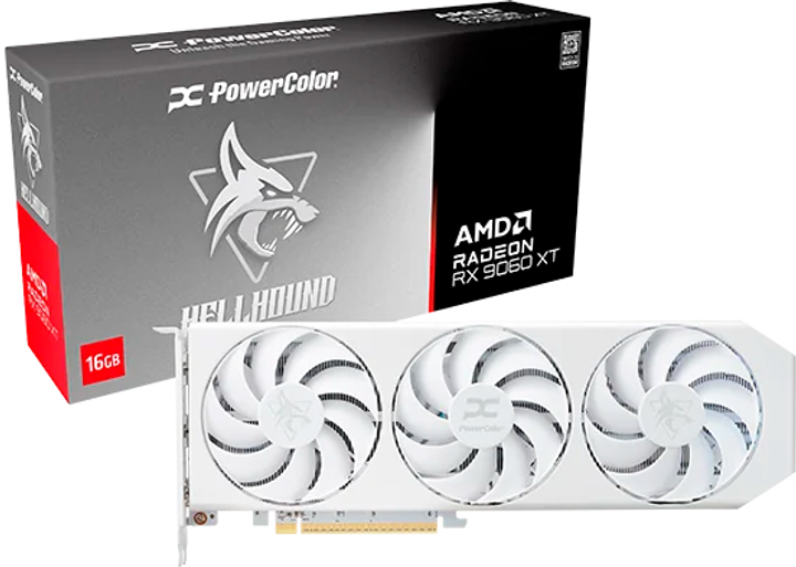Karta graficzna Powercolor PCI-Ex Radeon RX 9060 XT Hellhound Spectral White 16GB GDDR6 (128bit) (3310/20000) (HDMI, 2 x DisplayPort) (RX9060XT 16G-L/OC/WHITE) - obraz 7