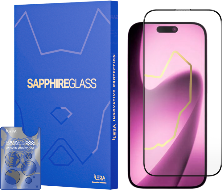 Szkło ochronne + szkło do aparatu iLera Sapphire Ultra Glass 2.0 do Apple iPhone Air Black (ILSPDLPL17AIR) - obraz 1