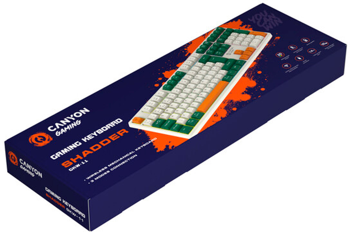 Клавіатура бездротова Canyon Shadder GKW-11 RGB Silent Wireless/Bluetooth/USB White (CND-SKBW11) - зображення 7