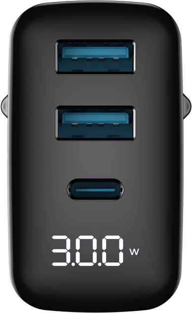 Мережевий зарядний пристрій Havit UCLE001 GaN 30W 2хUSB-A+USB-C (HV-UCLE001-BK) - зображення 3