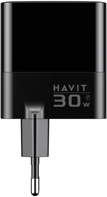 Мережевий зарядний пристрій Havit UCLE001 GaN 30W 2хUSB-A+USB-C (HV-UCLE001-BK) - зображення 5