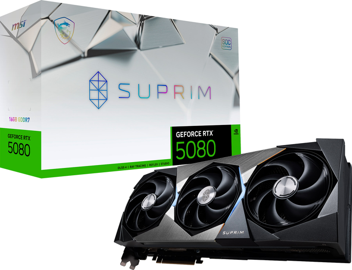 Відеокарта MSI PCI-Ex GeForce RTX 5080 SUPRIM SOC 16GB GDDR7 (256bit) (2760/30000) (HDMI, 3 x DisplayPort) (RTX 5080 16G SUPRIM SOC) - зображення 10
