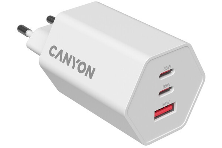 Зарядний пристрій Canyon Hexagon 65 GaN 65W 2xPD 1xQC EU White (CND-CHAHEX65W) - зображення 2