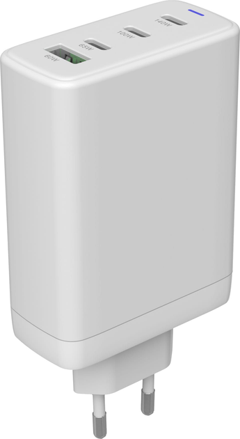 Бездротовий зарядний пристрій Canyon CU140ACC GaN 150 Вт 3xUSB-C PD2.0 1xUSB-A QC2.0 EU White (CNS-CUW140ACC) - зображення 3