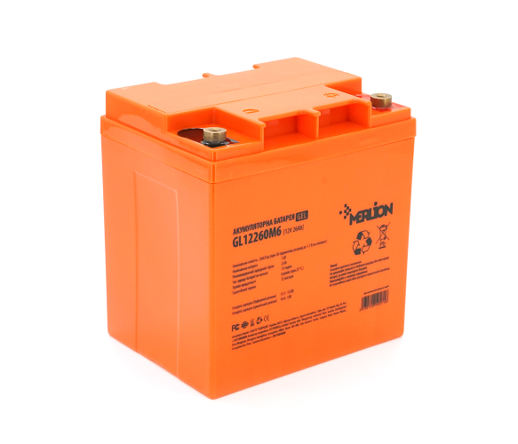 Акумуляторна батарея GEL Merlion GL12260M6 12V 26 Ah - Фото 1 Акумуляторна батарея GEL Merlion GL12260M6 12V 26 Ah - зображення 1