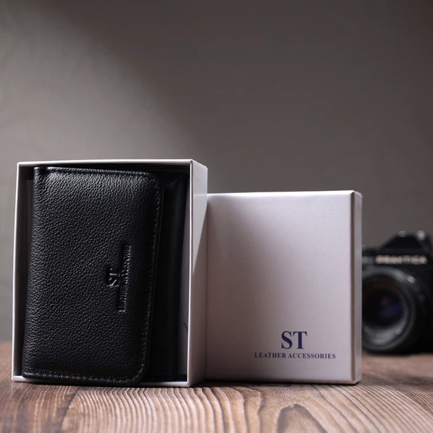 Красиве жіноче портмоне з монетницею з натуральної шкіри ST Leather 22728 Чорний - Фото 2 Красиве жіноче портмоне з монетницею з натуральної шкіри ST Leather 22728 Чорний - зображення 2