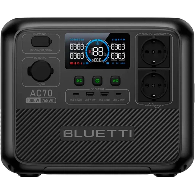 Зарядна станція Bluetti AC70 / 1000 Вт / 768 Вт⋅год / LiFePO4 - зображення 3