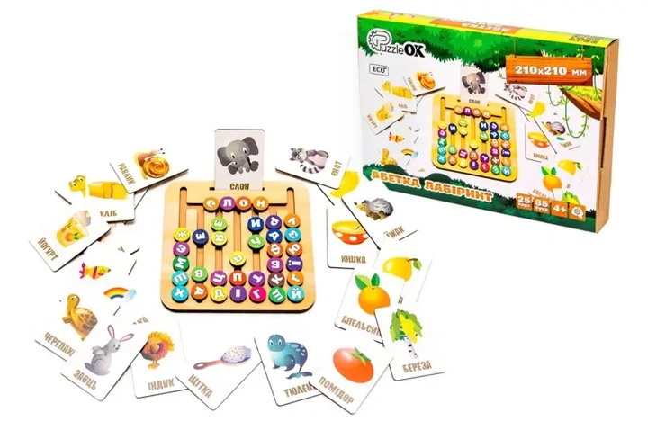 Алфавит Лабиринт PuzzleOk Монтессори деревянный - Фото 1 Алфавит Лабиринт PuzzleOk Монтессори деревянный - изображение 1