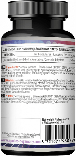 Suplement diety Apollo's Hegemony Quercetin 60 kapsułek (8721077930770) - obraz 3