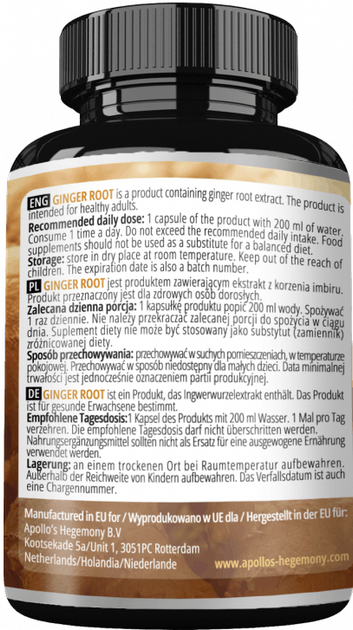 Дієтична добавка Apollo's Hegemony Ginger Root 90 капсул (8721077930053) - зображення 3