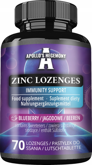 Suplement diety Apollo's Hegemony Zinc Lozenges 70 pastylek do ssania (8721077931845) - obraz 1