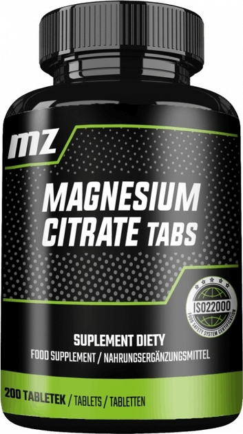 Suplement diety MZ Magnesium Citrate 200 tabletek (5905806912180) - obraz 1