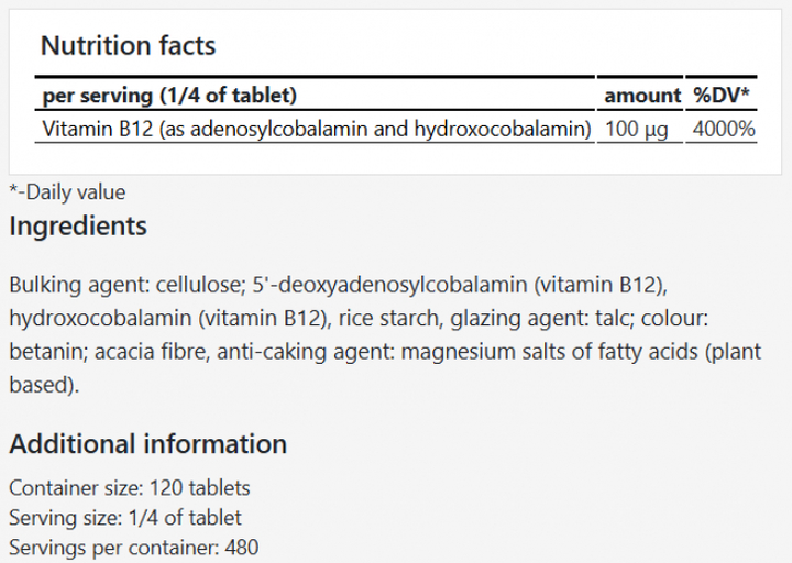 Suplement diety Apollo's Hegemony Hydroxo-Adeno B12 Tabs 120 tabletek (8721077931326) - obraz 3