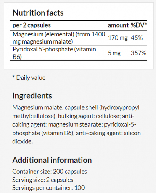 Suplement diety Apollo's Hegemony Magnesium Malate + P5P 200 kapsułek (8721077930923) - obraz 3