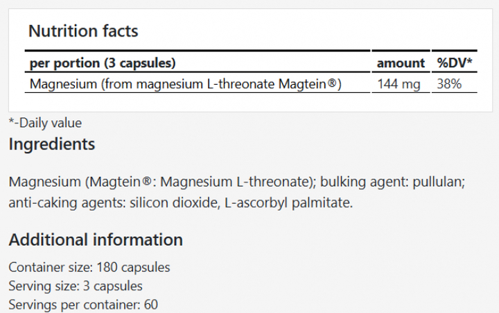 Suplement diety Apollo's Hegemony Magtein 180 kapsułek (8721077931494) - obraz 3