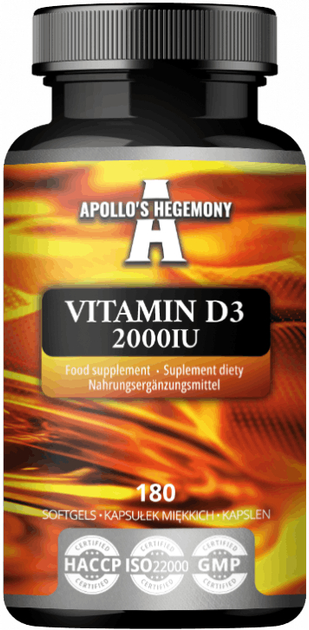 Suplement diety Apollo's Hegemony Vitamin D3 2000 IU 180 kapsułek (8721077931340) - obraz 1