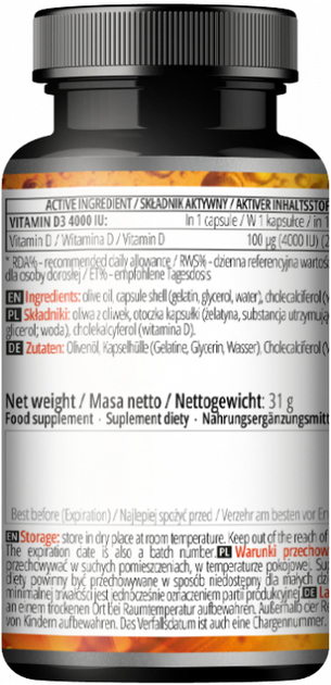Suplement diety Apollo's Hegemony Vitamin D3 4000 IU + Olive Oil 120 kapsułek (8721077931425) - obraz 3