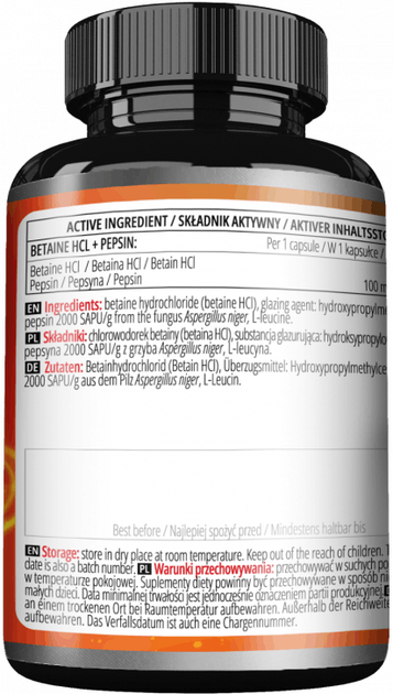 Дієтична добавка Apollo's Hegemony Бетаїн HCl + Пепсин 120 капсул (8721077931746) - зображення 3