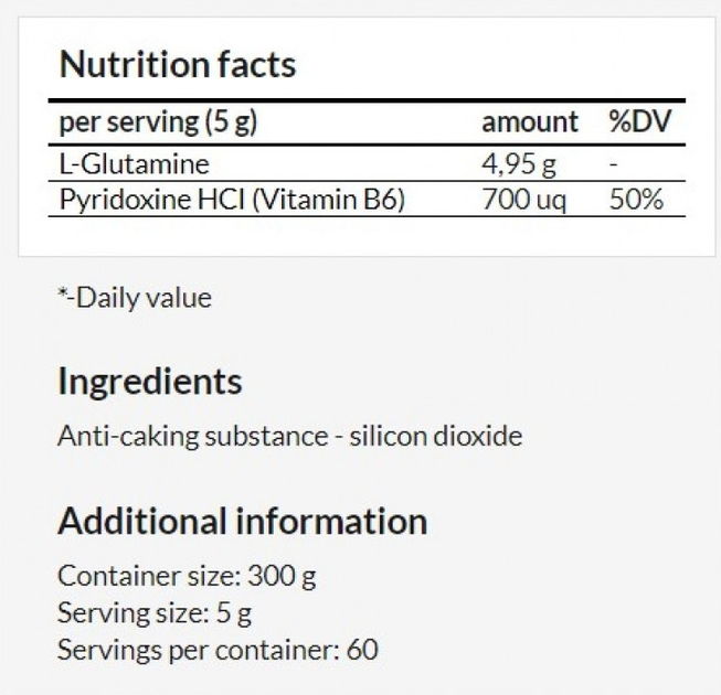 Suplement diety MZ L-Glutamine Powder Smak porzeczkowy 300 g (5905806910483) - obraz 2