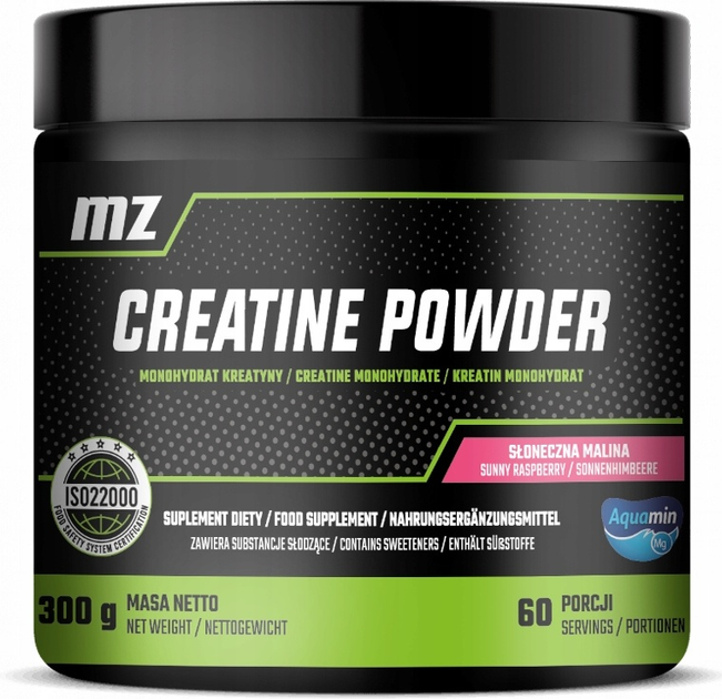 Suplement diety MZ Creatine Powder Smak malinowy 300 g (5904873481247) - obraz 1