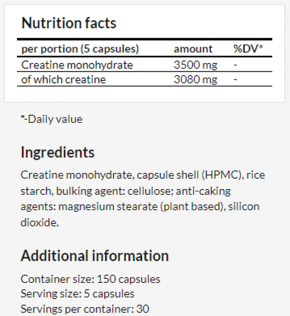 Suplement diety MZ Creatine Monohydrate Caps 150 kapsułek (5905806910414) - obraz 2